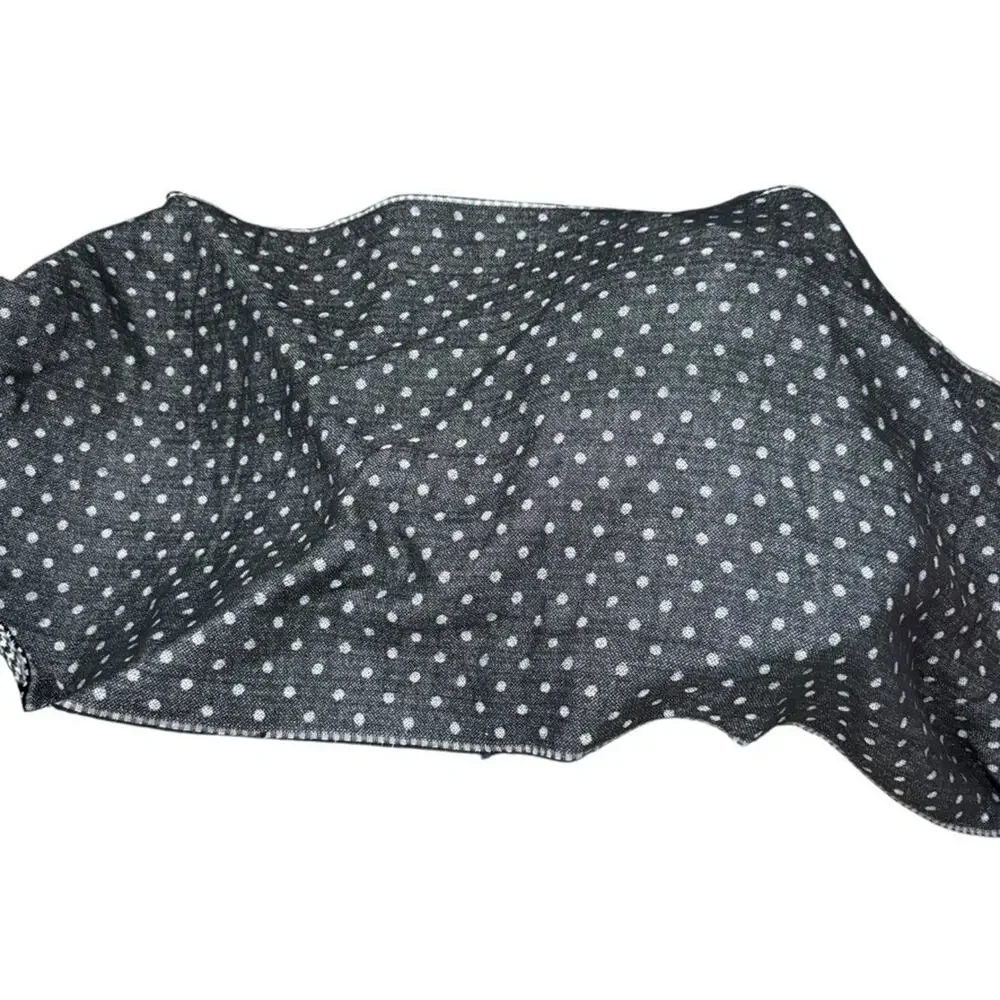 J Crew Reversible Wide Wrap Scarf Houndstooth Polka Dot Black Warm Winter